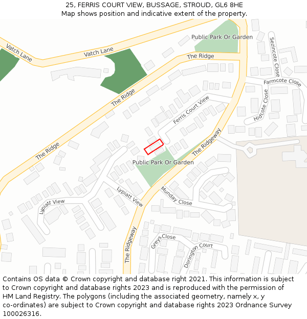 25, FERRIS COURT VIEW, BUSSAGE, STROUD, GL6 8HE: Location map and indicative extent of plot
