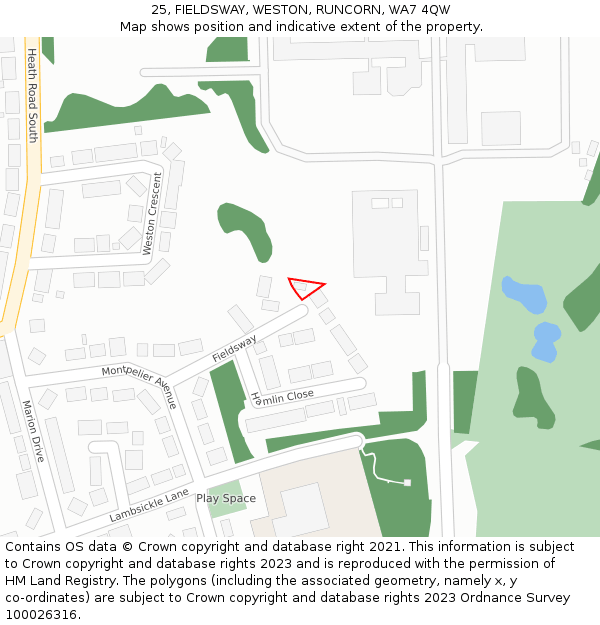 25, FIELDSWAY, WESTON, RUNCORN, WA7 4QW: Location map and indicative extent of plot