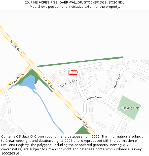 25, FINE ACRES RISE, OVER WALLOP, STOCKBRIDGE, SO20 8DL: Location map and indicative extent of plot