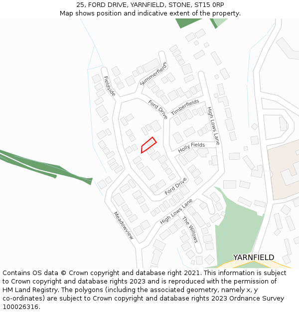 25, FORD DRIVE, YARNFIELD, STONE, ST15 0RP: Location map and indicative extent of plot