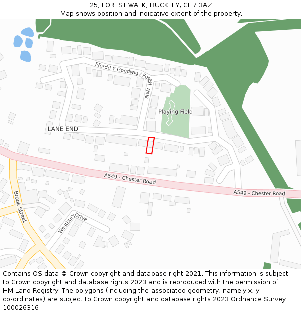 25, FOREST WALK, BUCKLEY, CH7 3AZ: Location map and indicative extent of plot