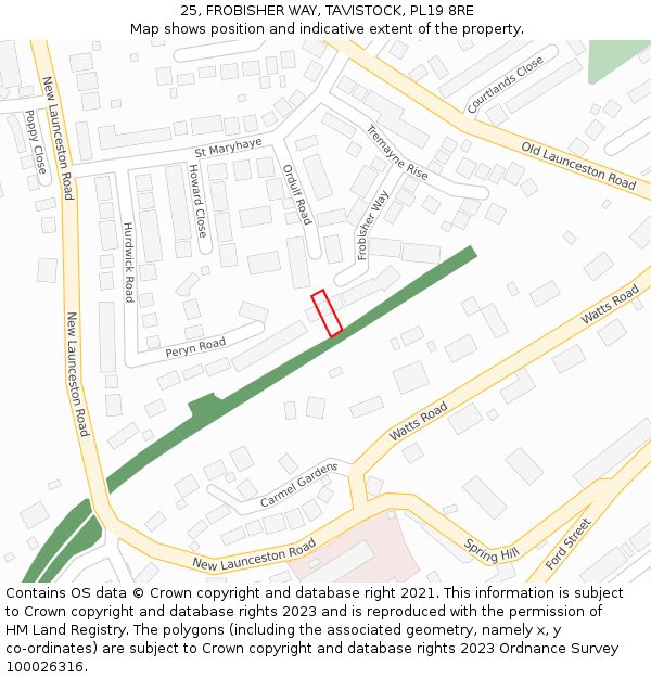 25, FROBISHER WAY, TAVISTOCK, PL19 8RE: Location map and indicative extent of plot