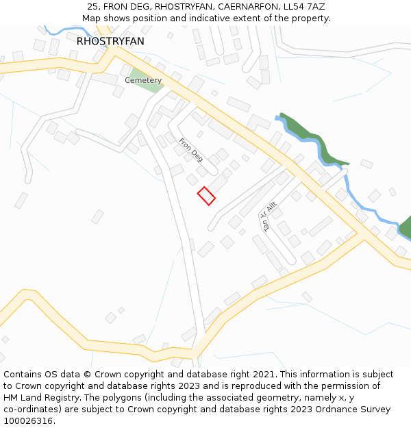 25, FRON DEG, RHOSTRYFAN, CAERNARFON, LL54 7AZ: Location map and indicative extent of plot