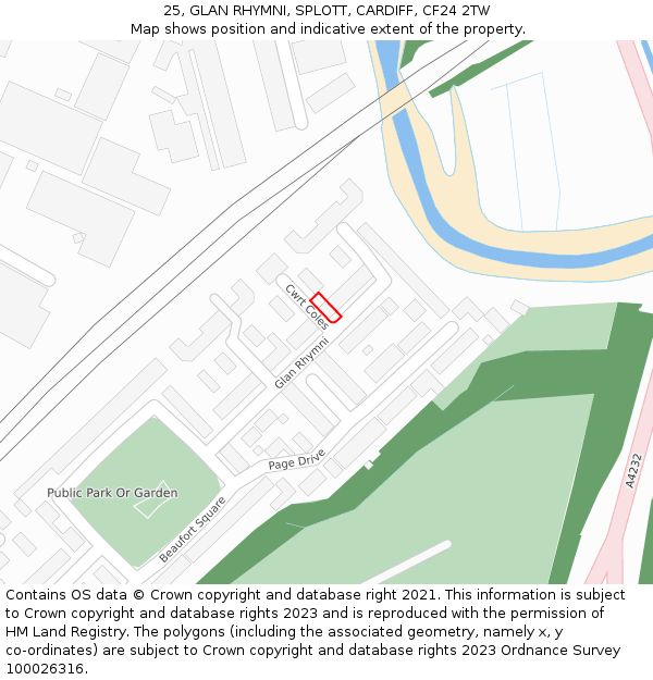25, GLAN RHYMNI, SPLOTT, CARDIFF, CF24 2TW: Location map and indicative extent of plot