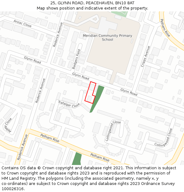 25, GLYNN ROAD, PEACEHAVEN, BN10 8AT: Location map and indicative extent of plot