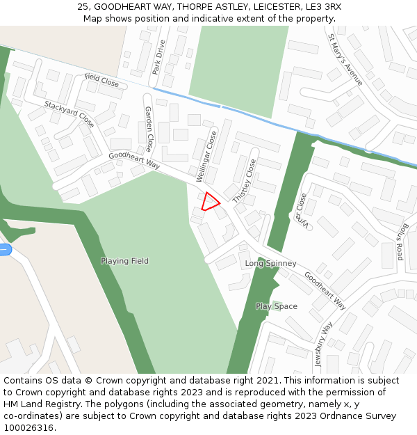 25, GOODHEART WAY, THORPE ASTLEY, LEICESTER, LE3 3RX: Location map and indicative extent of plot
