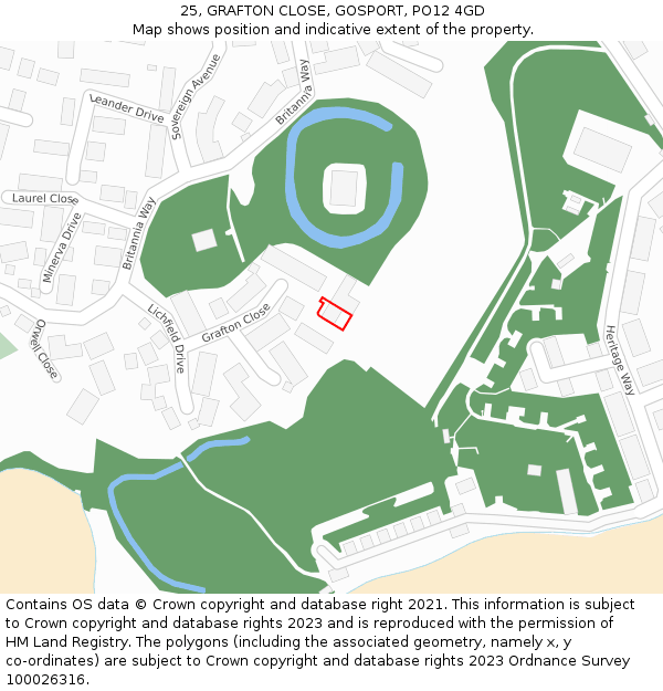 25, GRAFTON CLOSE, GOSPORT, PO12 4GD: Location map and indicative extent of plot