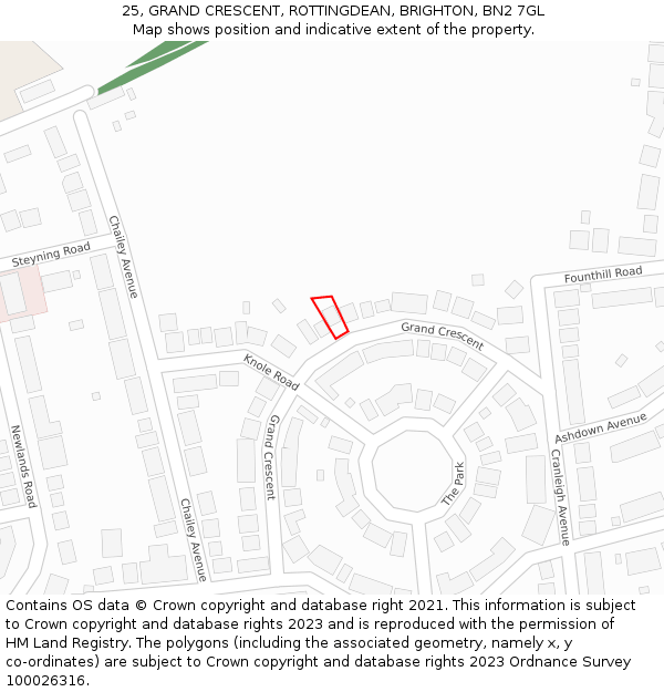 25, GRAND CRESCENT, ROTTINGDEAN, BRIGHTON, BN2 7GL: Location map and indicative extent of plot