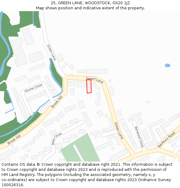 25, GREEN LANE, WOODSTOCK, OX20 1JZ: Location map and indicative extent of plot