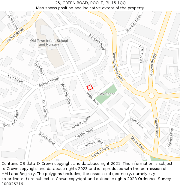 25, GREEN ROAD, POOLE, BH15 1QQ: Location map and indicative extent of plot