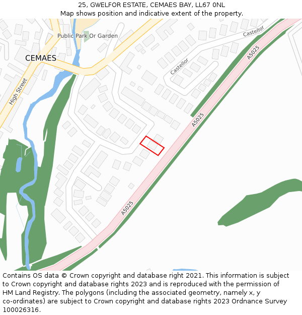 25, GWELFOR ESTATE, CEMAES BAY, LL67 0NL: Location map and indicative extent of plot