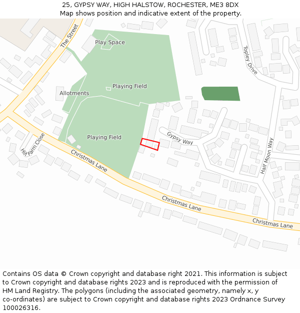 25, GYPSY WAY, HIGH HALSTOW, ROCHESTER, ME3 8DX: Location map and indicative extent of plot