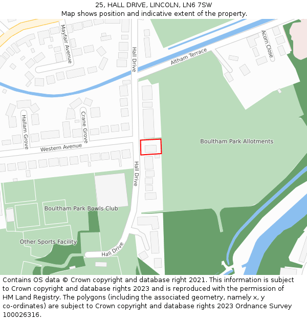 25, HALL DRIVE, LINCOLN, LN6 7SW: Location map and indicative extent of plot