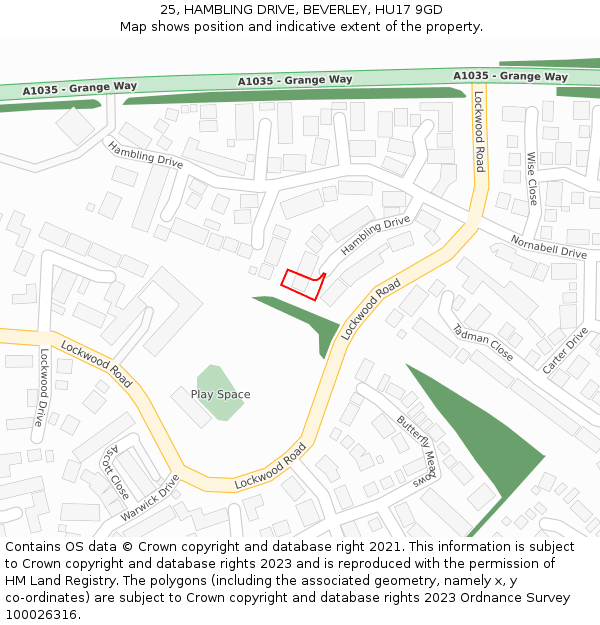 25, HAMBLING DRIVE, BEVERLEY, HU17 9GD: Location map and indicative extent of plot