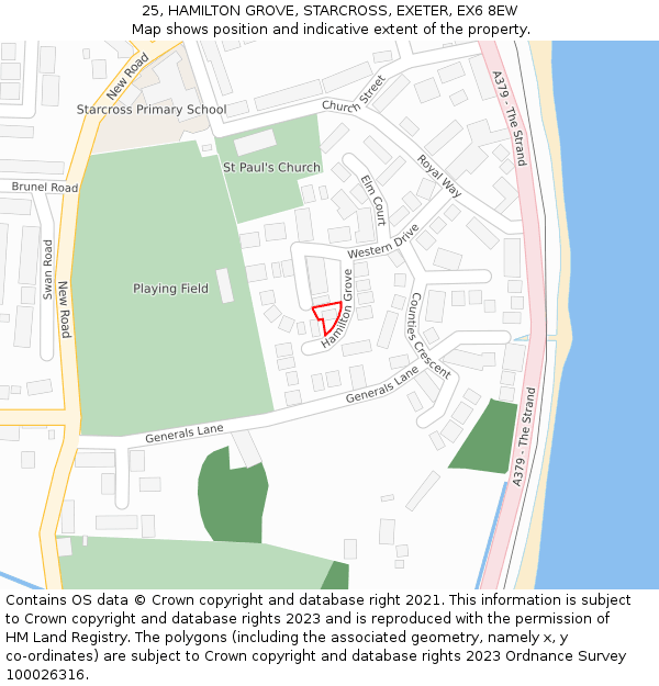 25, HAMILTON GROVE, STARCROSS, EXETER, EX6 8EW: Location map and indicative extent of plot