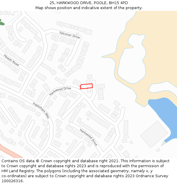 25, HARKWOOD DRIVE, POOLE, BH15 4PD: Location map and indicative extent of plot