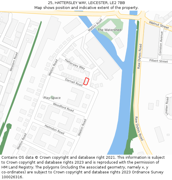 25, HATTERSLEY WAY, LEICESTER, LE2 7BB: Location map and indicative extent of plot