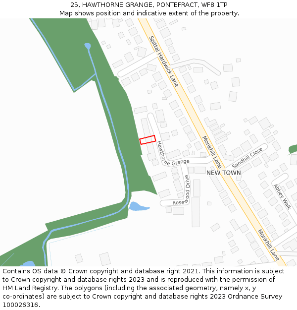 25, HAWTHORNE GRANGE, PONTEFRACT, WF8 1TP: Location map and indicative extent of plot