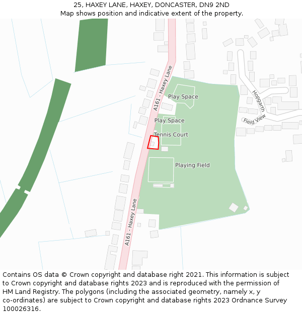 25, HAXEY LANE, HAXEY, DONCASTER, DN9 2ND: Location map and indicative extent of plot