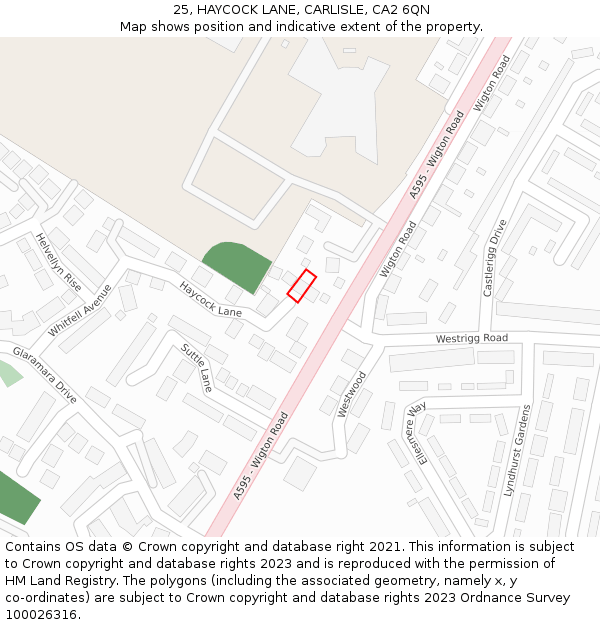 25, HAYCOCK LANE, CARLISLE, CA2 6QN: Location map and indicative extent of plot