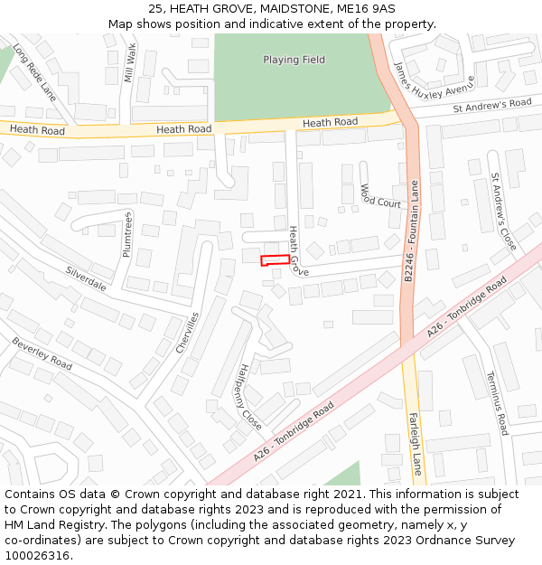 25, HEATH GROVE, MAIDSTONE, ME16 9AS: Location map and indicative extent of plot