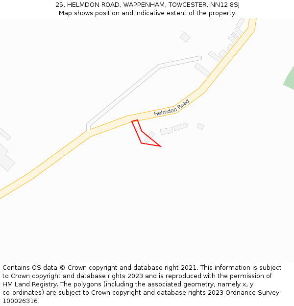 25, HELMDON ROAD, WAPPENHAM, TOWCESTER, NN12 8SJ: Location map and indicative extent of plot