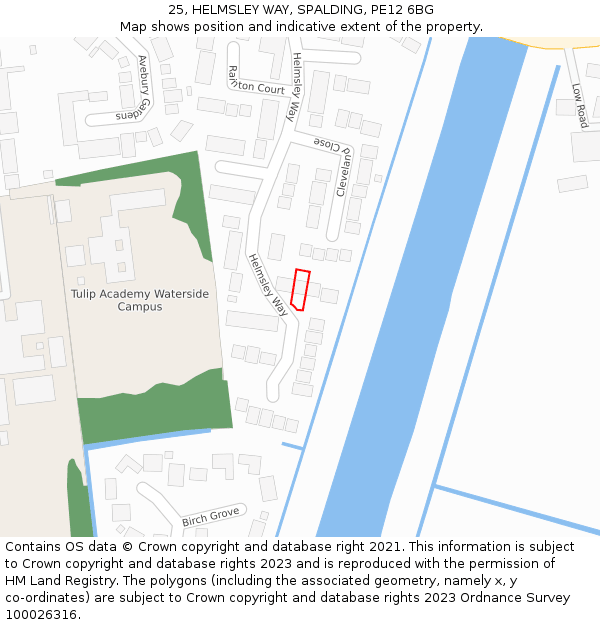 25, HELMSLEY WAY, SPALDING, PE12 6BG: Location map and indicative extent of plot