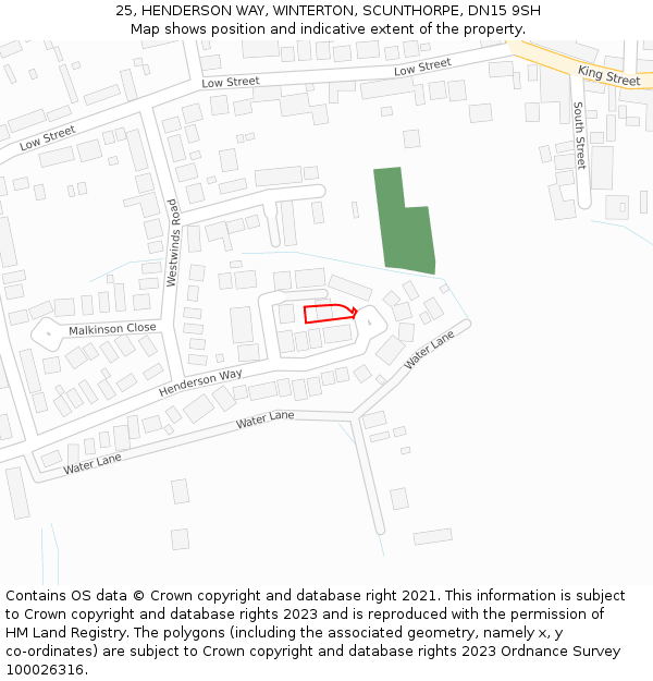 25, HENDERSON WAY, WINTERTON, SCUNTHORPE, DN15 9SH: Location map and indicative extent of plot