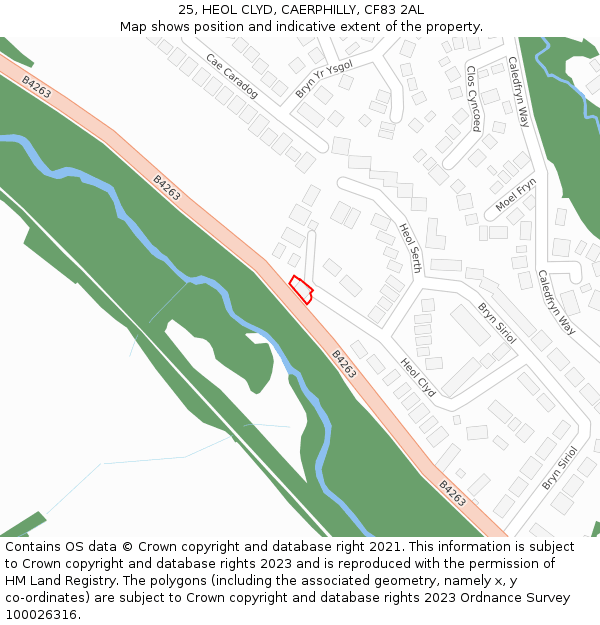 25, HEOL CLYD, CAERPHILLY, CF83 2AL: Location map and indicative extent of plot