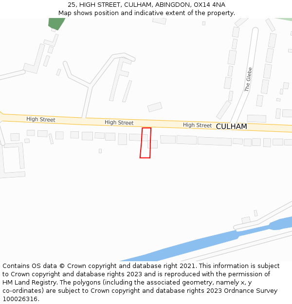 25, HIGH STREET, CULHAM, ABINGDON, OX14 4NA: Location map and indicative extent of plot