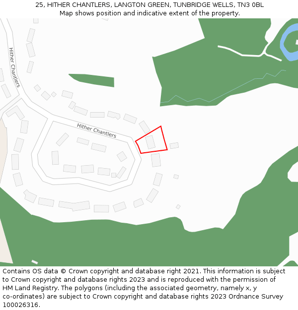 25, HITHER CHANTLERS, LANGTON GREEN, TUNBRIDGE WELLS, TN3 0BL: Location map and indicative extent of plot