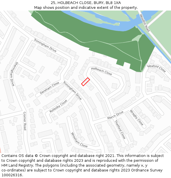 25, HOLBEACH CLOSE, BURY, BL8 1XA: Location map and indicative extent of plot