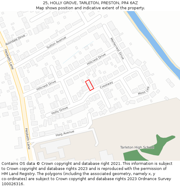 25, HOLLY GROVE, TARLETON, PRESTON, PR4 6AZ: Location map and indicative extent of plot