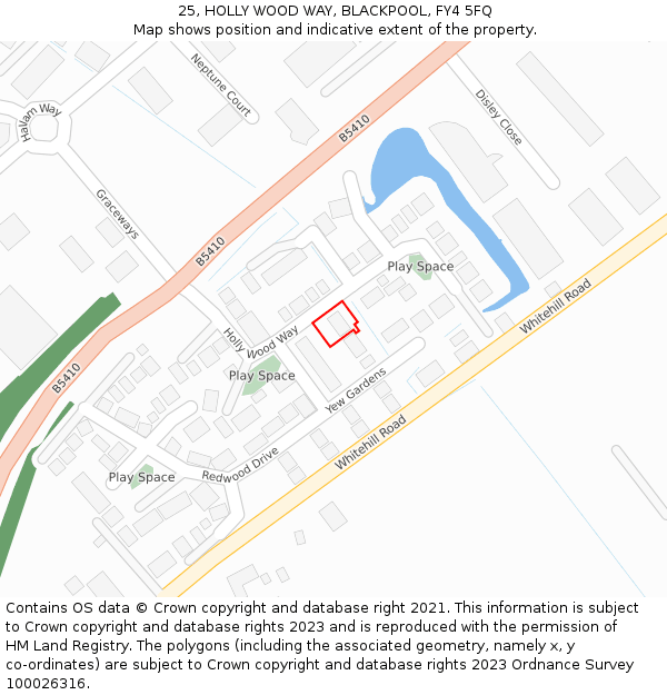 25, HOLLY WOOD WAY, BLACKPOOL, FY4 5FQ: Location map and indicative extent of plot