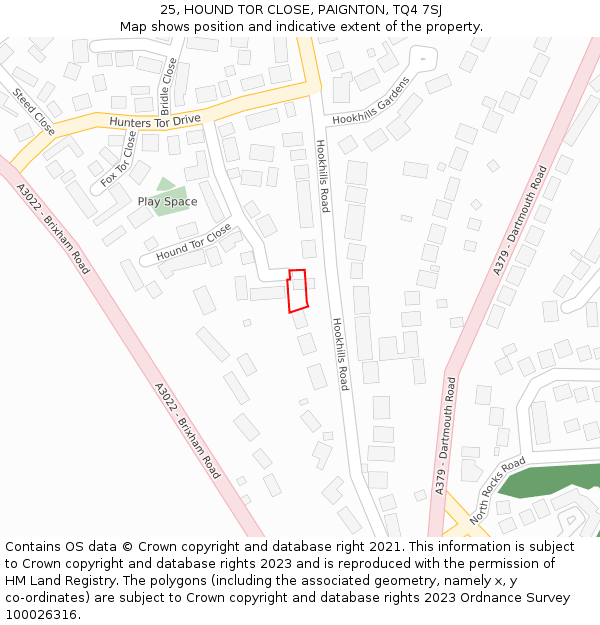 25, HOUND TOR CLOSE, PAIGNTON, TQ4 7SJ: Location map and indicative extent of plot