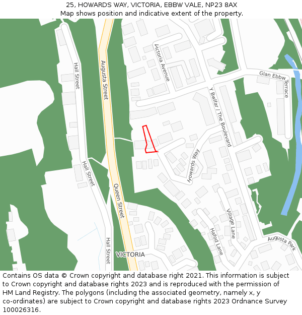 25, HOWARDS WAY, VICTORIA, EBBW VALE, NP23 8AX: Location map and indicative extent of plot