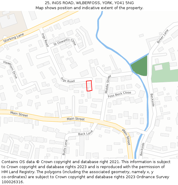 25, INGS ROAD, WILBERFOSS, YORK, YO41 5NG: Location map and indicative extent of plot