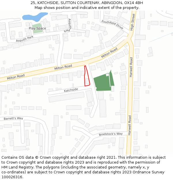 25, KATCHSIDE, SUTTON COURTENAY, ABINGDON, OX14 4BH: Location map and indicative extent of plot