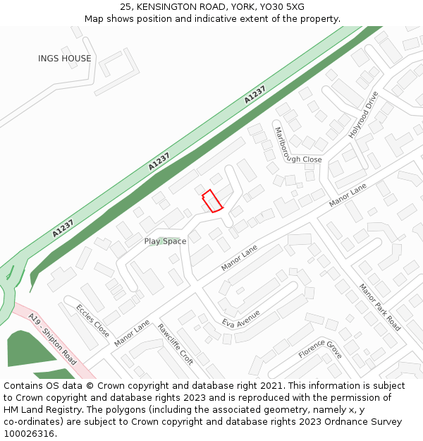 25, KENSINGTON ROAD, YORK, YO30 5XG: Location map and indicative extent of plot