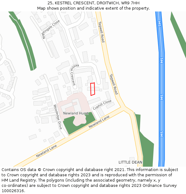 25, KESTREL CRESCENT, DROITWICH, WR9 7HH: Location map and indicative extent of plot