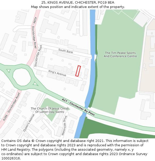 25, KINGS AVENUE, CHICHESTER, PO19 8EA: Location map and indicative extent of plot