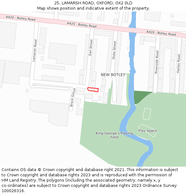 25, LAMARSH ROAD, OXFORD, OX2 0LD: Location map and indicative extent of plot