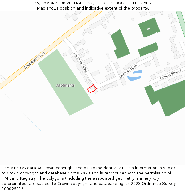 25, LAMMAS DRIVE, HATHERN, LOUGHBOROUGH, LE12 5PN: Location map and indicative extent of plot