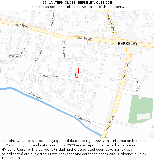 25, LANTERN CLOSE, BERKELEY, GL13 9DE: Location map and indicative extent of plot