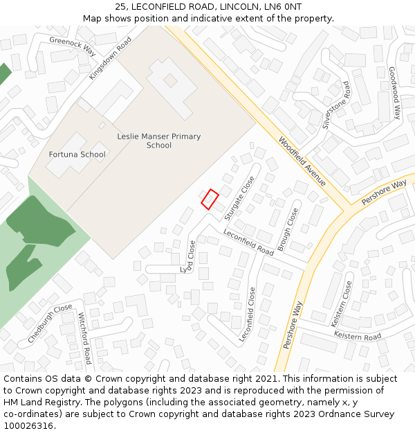 25, LECONFIELD ROAD, LINCOLN, LN6 0NT: Location map and indicative extent of plot