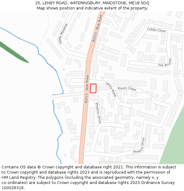 25, LENEY ROAD, WATERINGBURY, MAIDSTONE, ME18 5DQ: Location map and indicative extent of plot