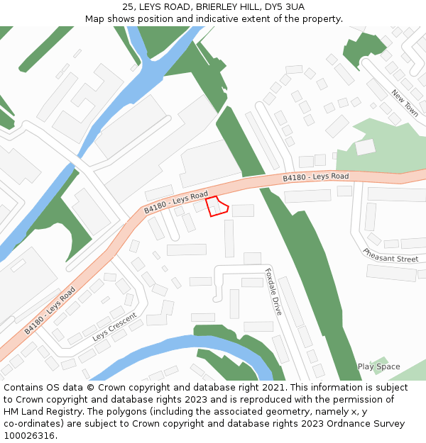 25, LEYS ROAD, BRIERLEY HILL, DY5 3UA: Location map and indicative extent of plot