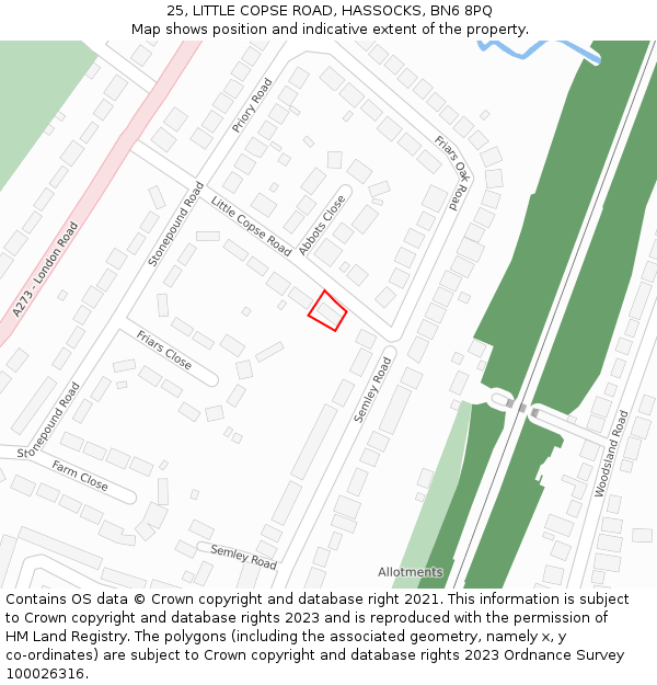 25, LITTLE COPSE ROAD, HASSOCKS, BN6 8PQ: Location map and indicative extent of plot