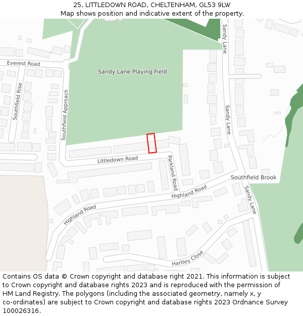 25, LITTLEDOWN ROAD, CHELTENHAM, GL53 9LW: Location map and indicative extent of plot