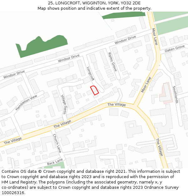 25, LONGCROFT, WIGGINTON, YORK, YO32 2DE: Location map and indicative extent of plot